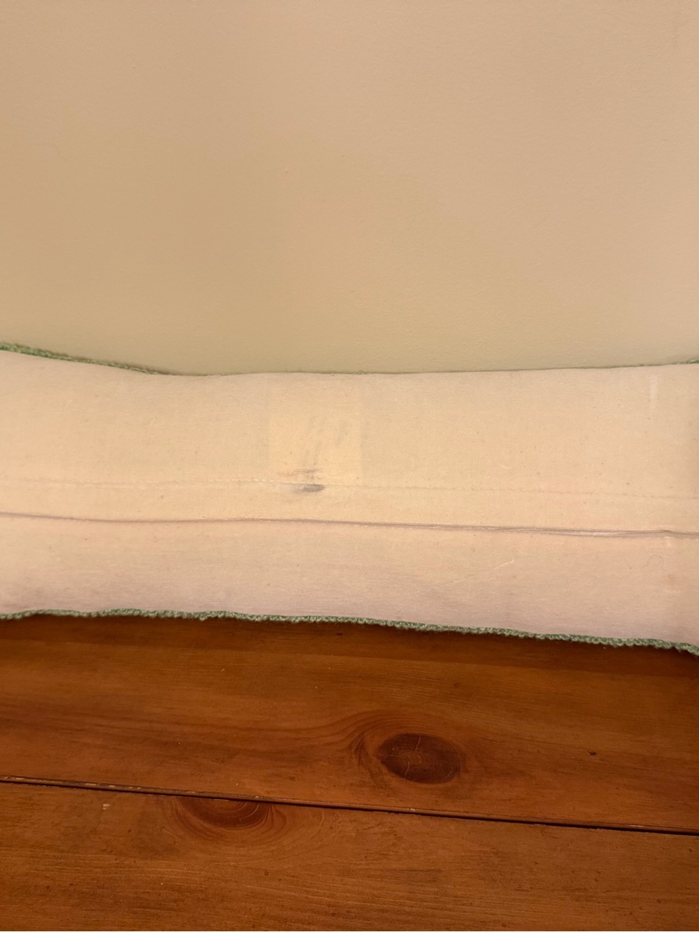 Aloha Hooked Lumbar Pillow - Multicolor Letters on Cream 22” x 8” - Picture 3 of 9